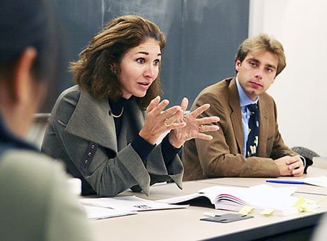 Former Woodrow Wilson School Dean Anne-Marie Slaughter and Professor William Burke-White teaching...