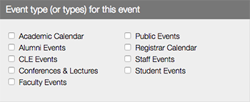 Calendar Events Event Type Field LiveWhale CMS