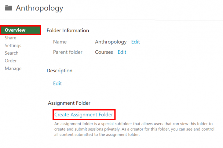 Create Assignment folder